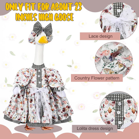 Suzile spring flower print dress detail adds country charm to lawn statues.