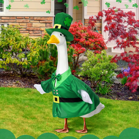 Suzile St Patrick's Day goose decor set elevates outdoor ambiance