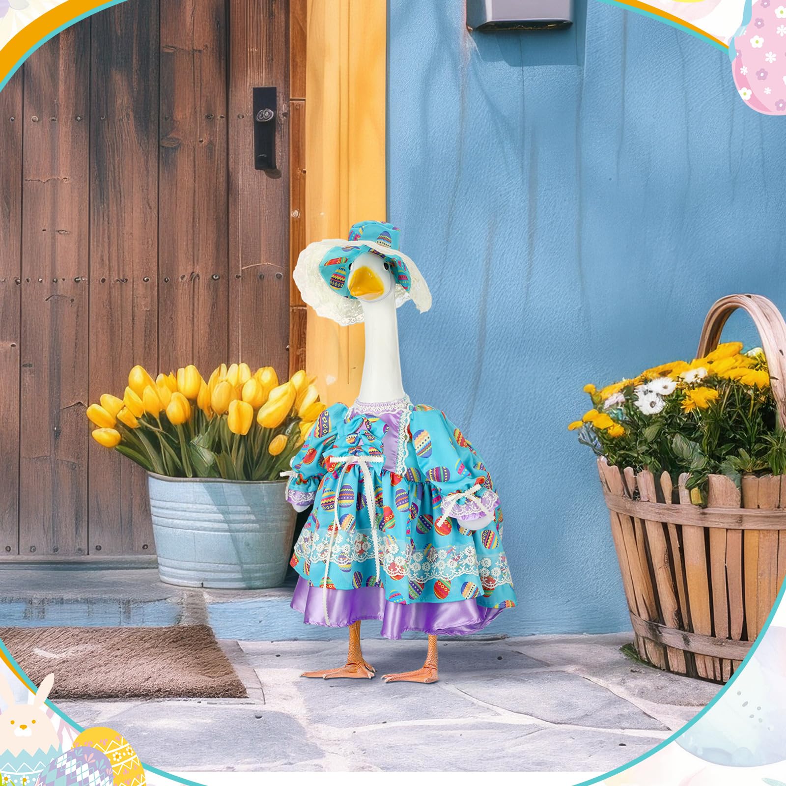 Suzile sturdy cloth material resists sun and rain on goose outfit