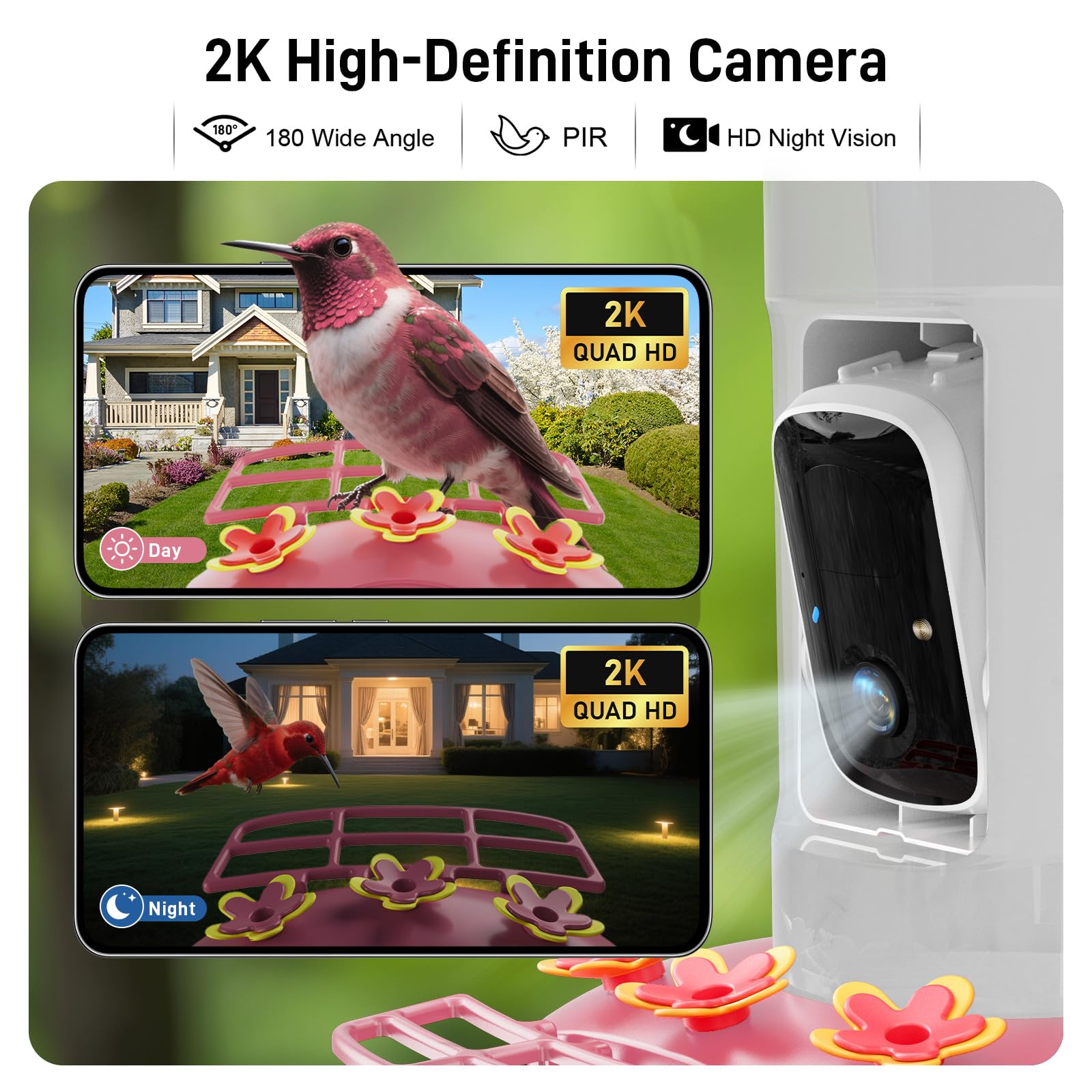 SV3C hummingbird feeder solar-powered panel enables daytime operation.