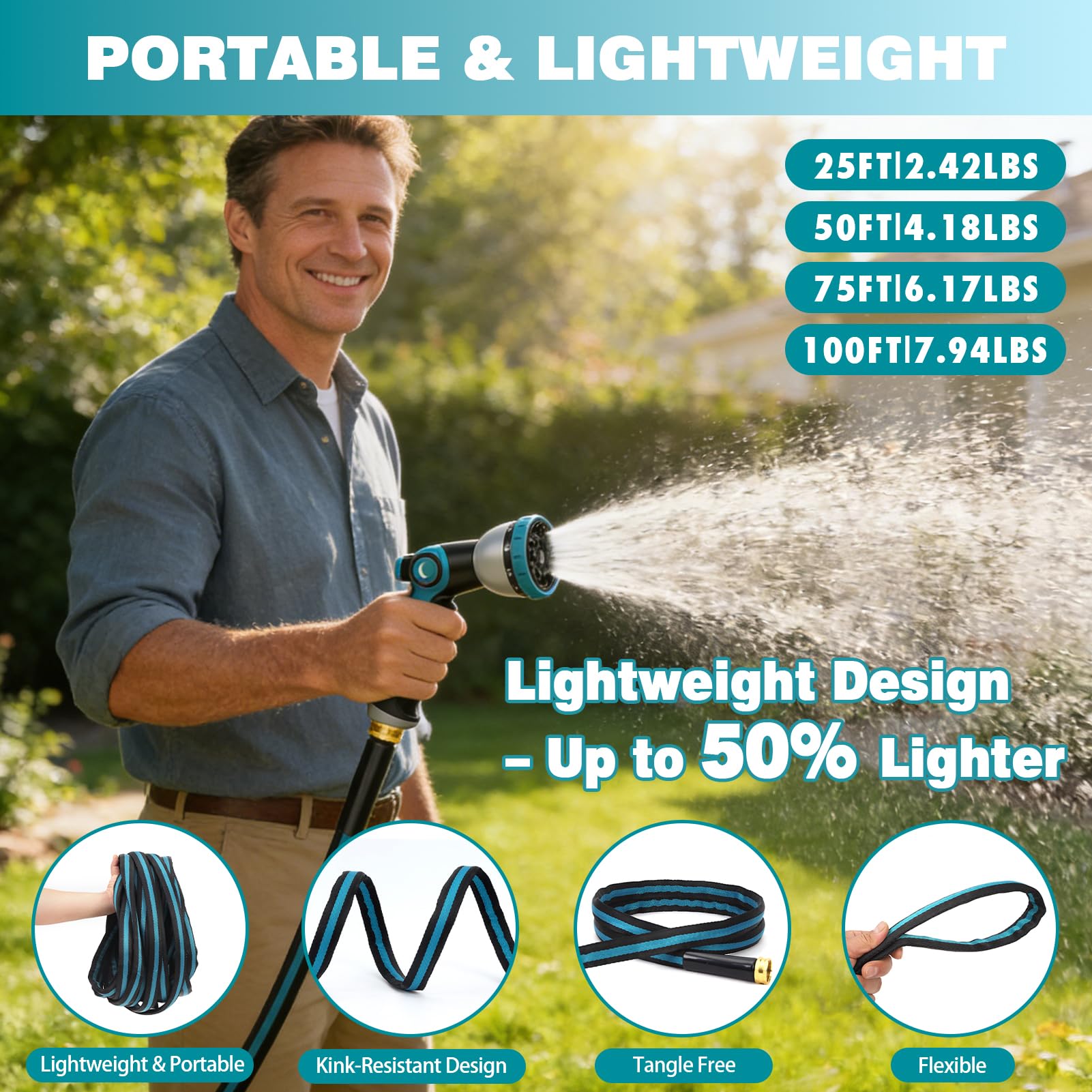 Svansea lightweight flexible garden hose reduces fatigue during long watering sessions.