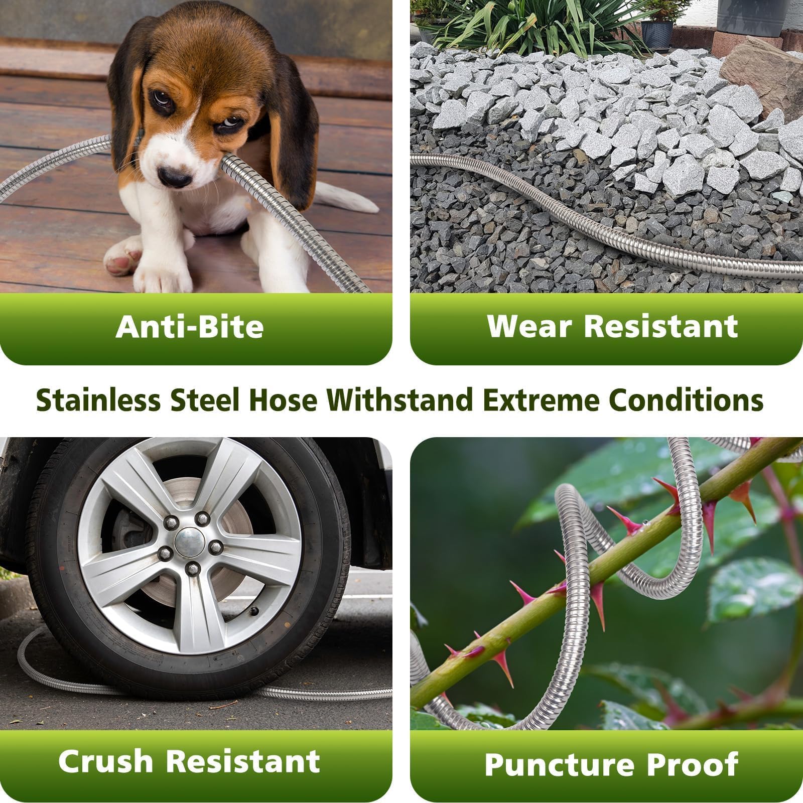 Svansea metal hose in use watering plants for easy reach and smooth water flow.