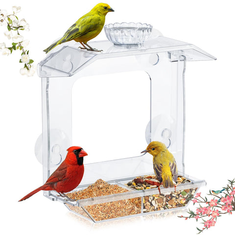 SVEDVK clear window bird feeder with suction cups for near birds and easy placement.