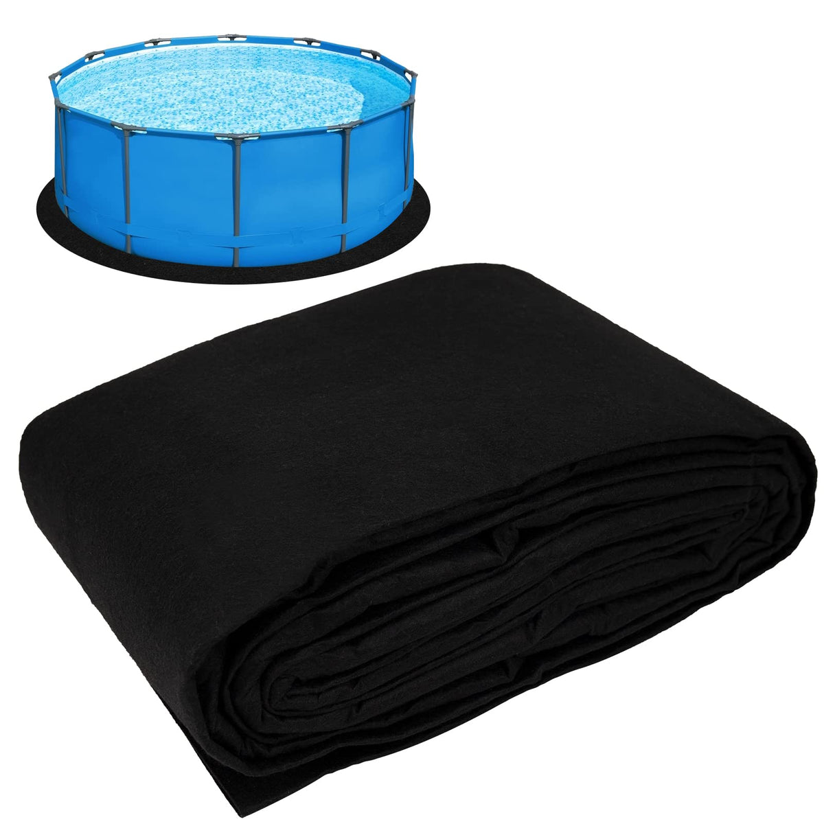Svepndic 15ft thickened pool pad, top view, durable protection for pool liner