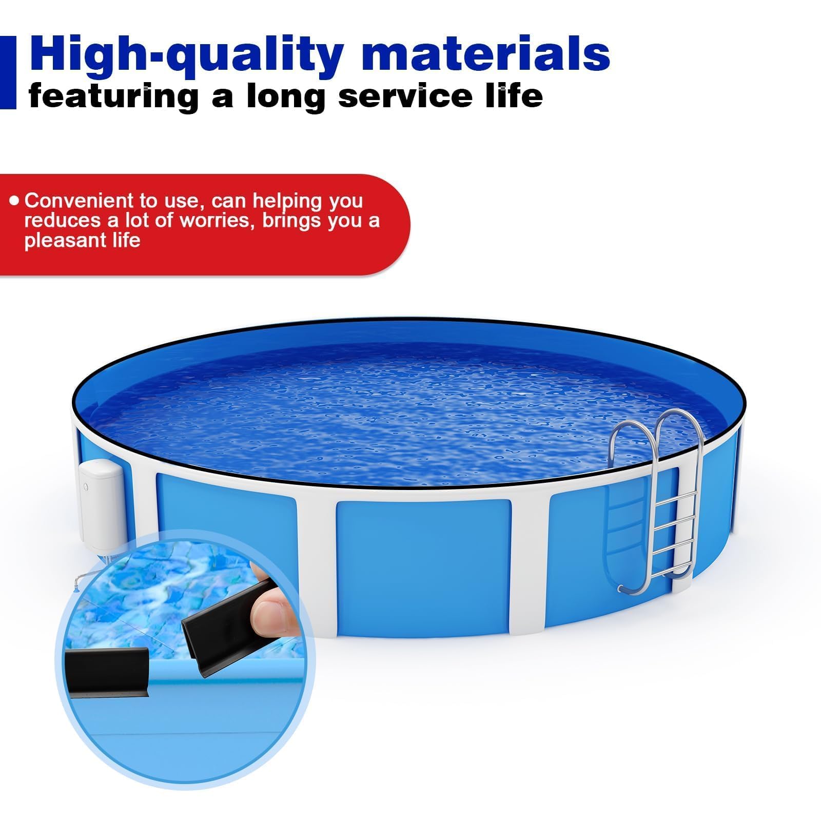 Svepndic durable plastic coping strips in use for liner protection