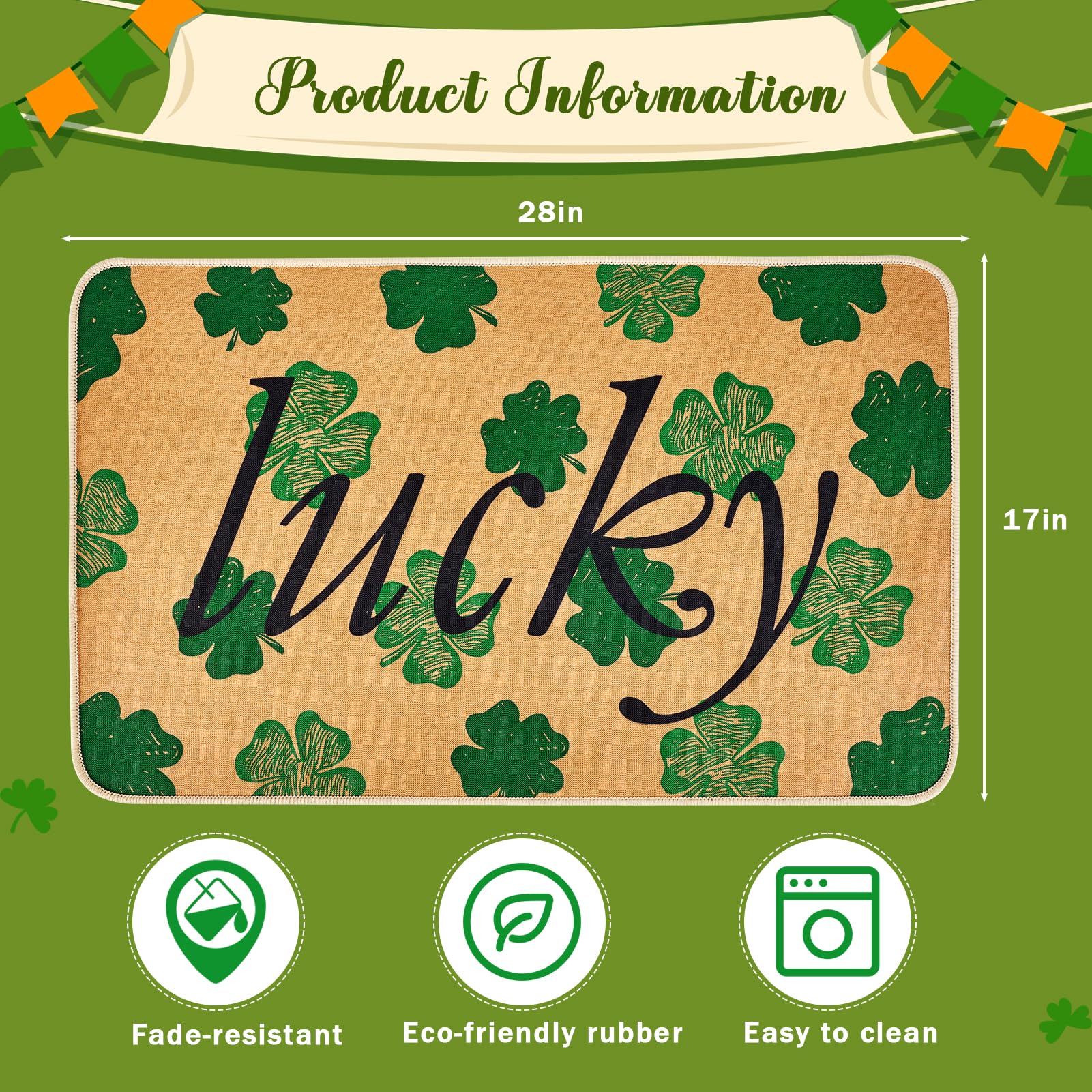 Svepndic shamrock mat absorbs moisture and dust from shoes.