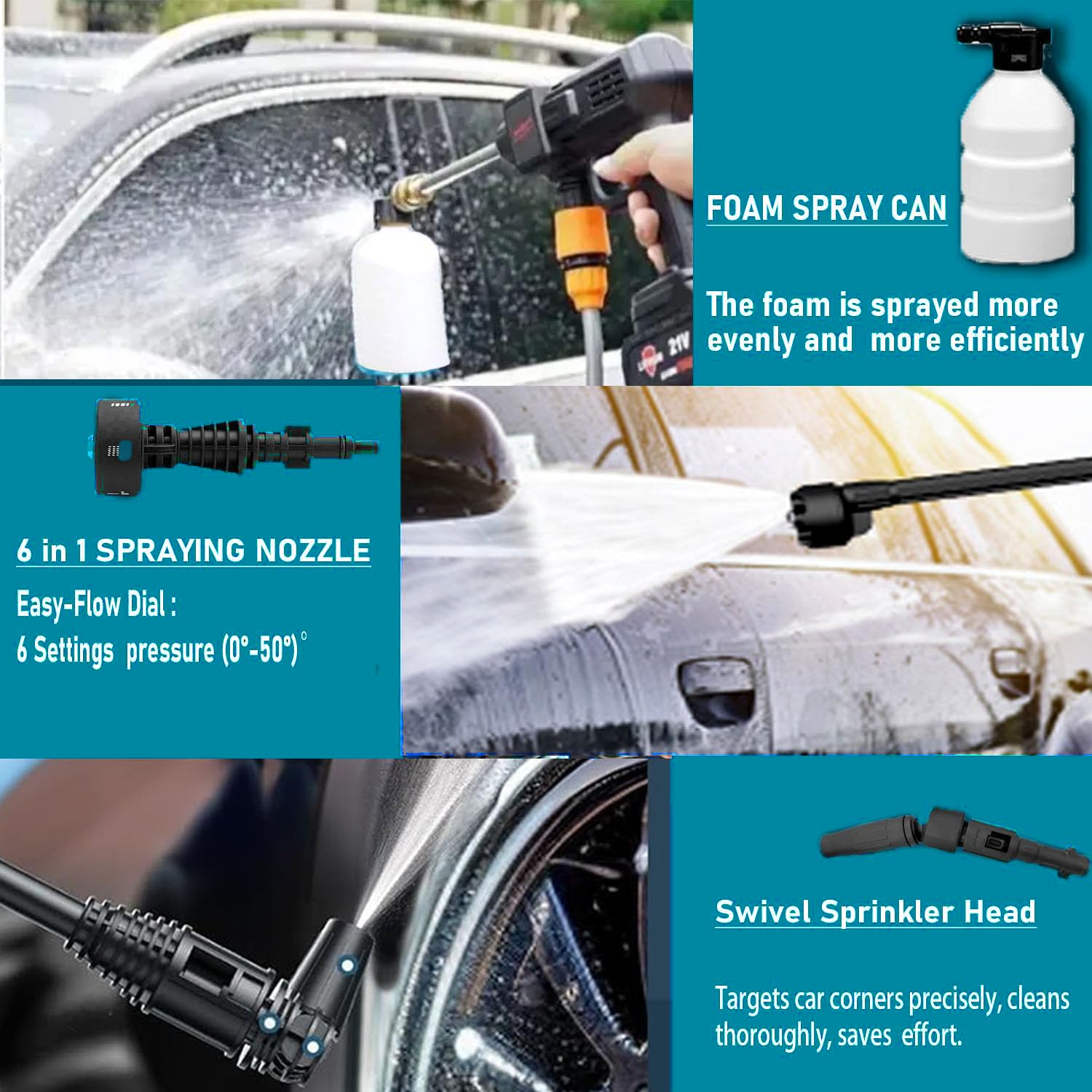 SVSAGA 6-in-1 nozzle with quick connect for versatile spraying