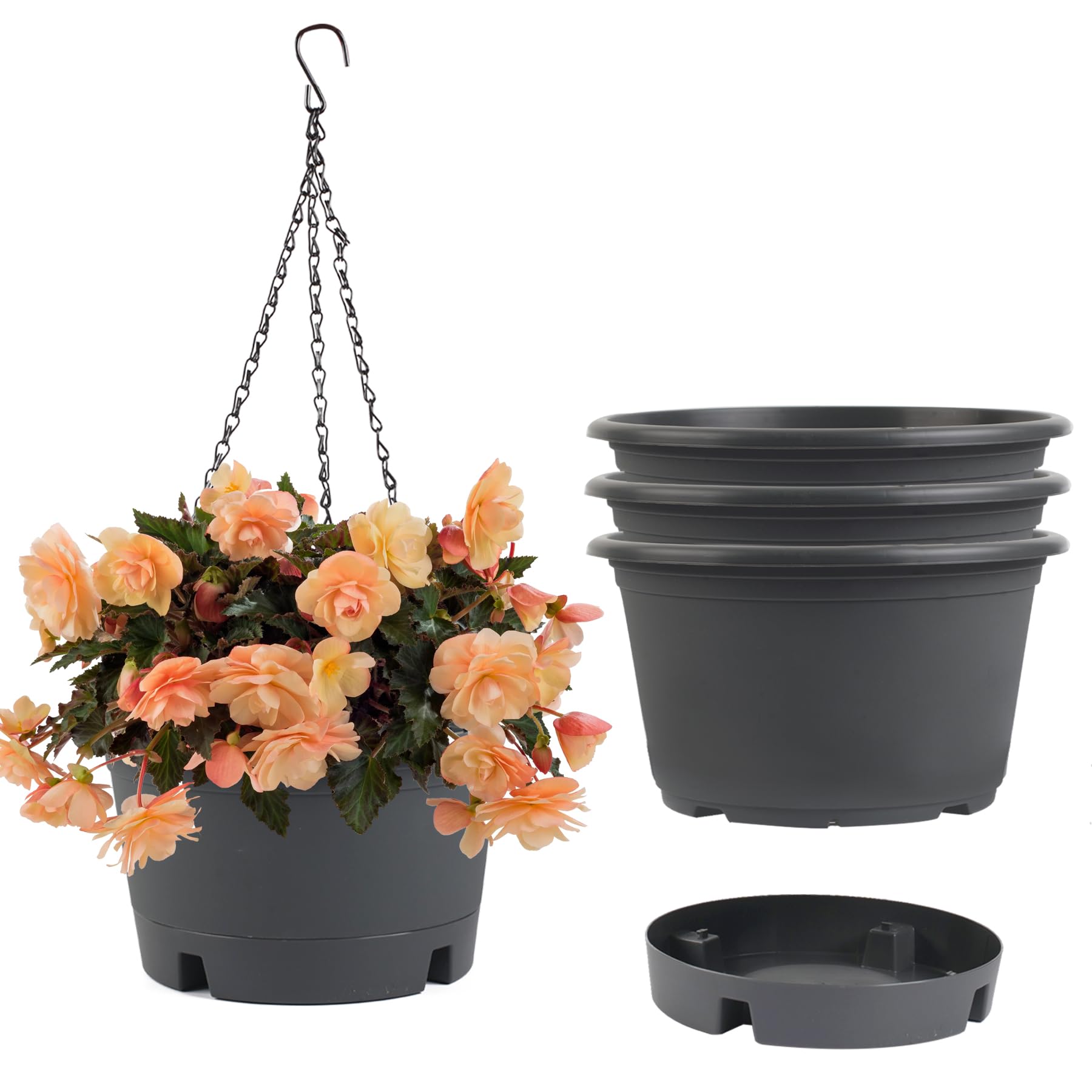 Svxtoby 10-inch grey hanging planter with chain for balcony decor
