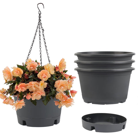 Svxtoby 10-inch grey hanging planter with chain for balcony decor