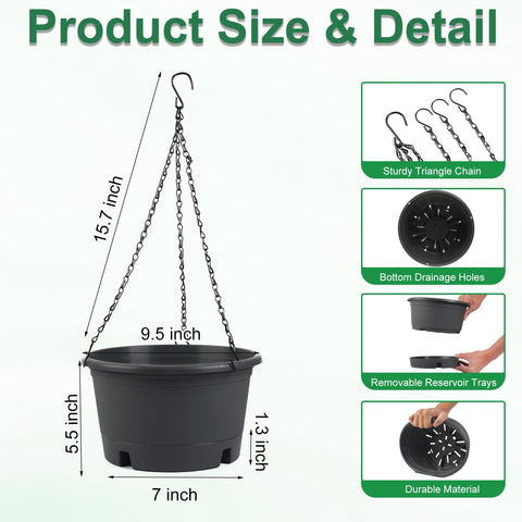 Svxtoby four-pack hanging planters with removable trays for easy cleanup