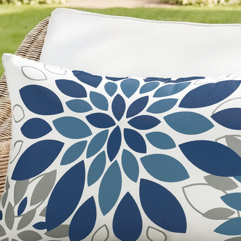 SWANCOCO dark blue grey floral pillow cover enhances sofa and bench styling.