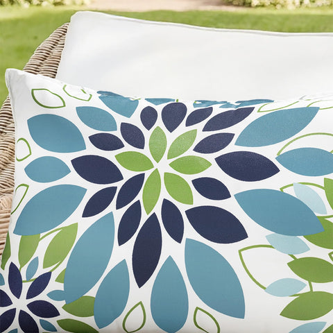 SWANCOCO vibrant blue-green floral print enhances porches and patios