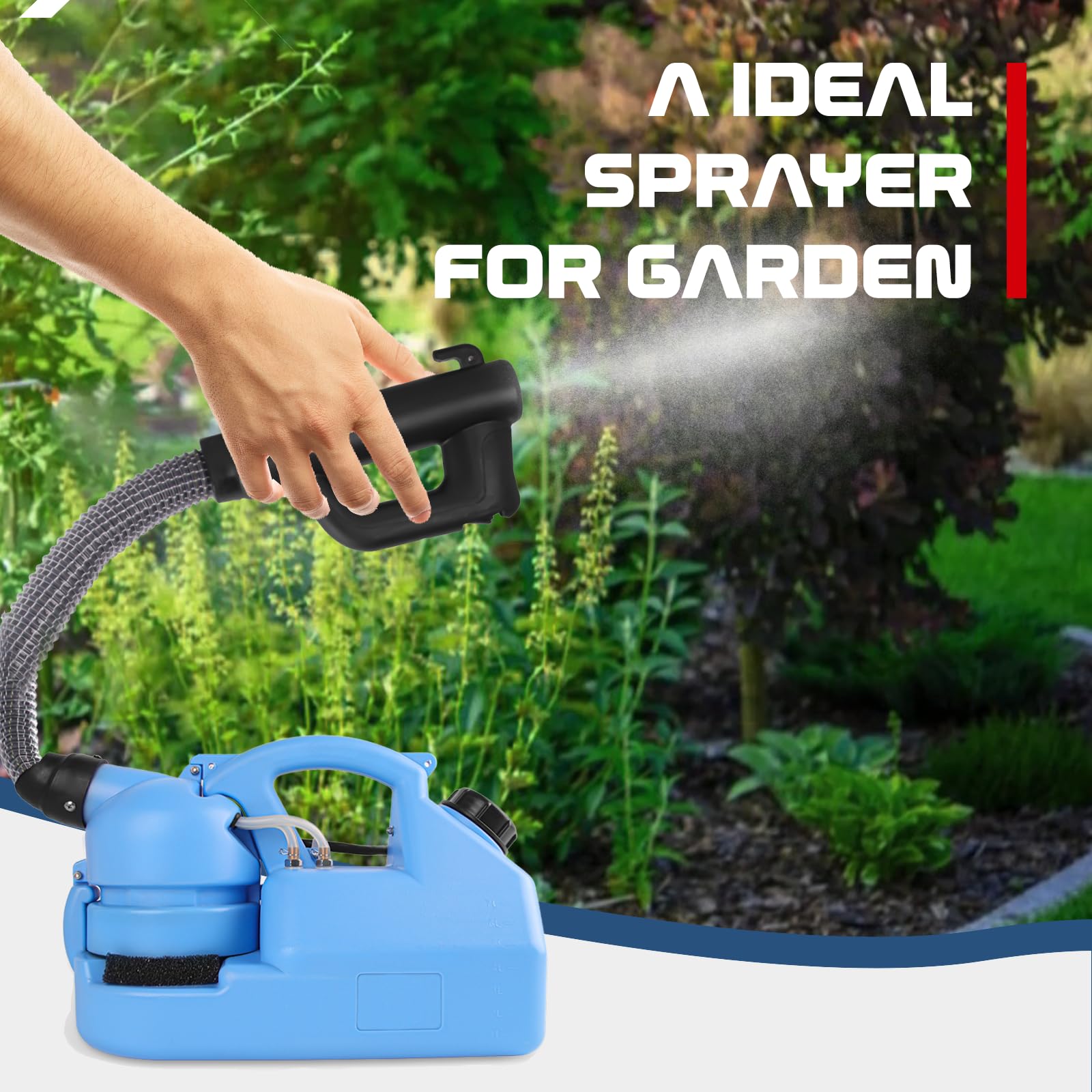 SWANSOFT fogger provides horizontal coverage of 20-26 ft for wide-area spraying.