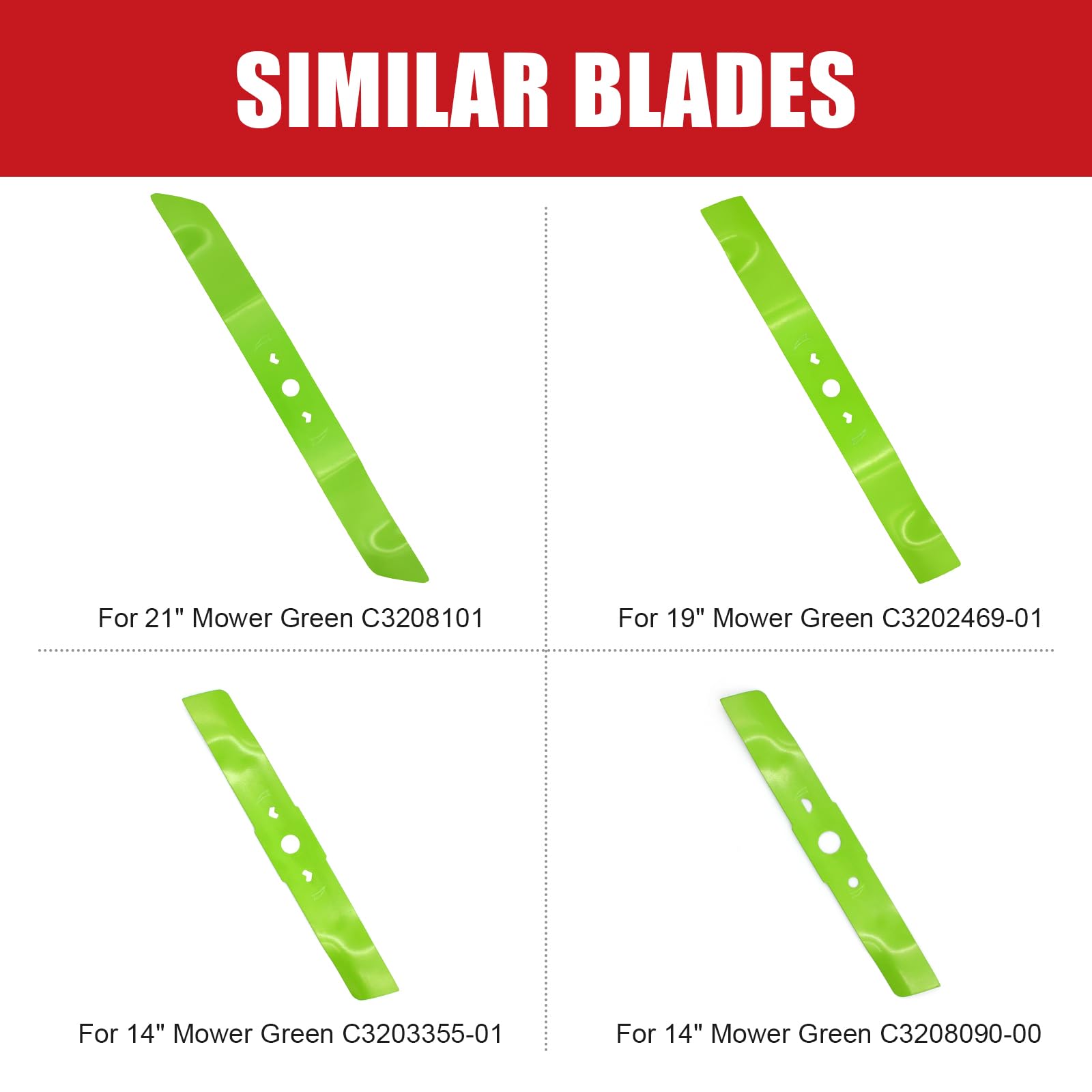 SWAPARTS blade dimensions view confirms 20.08 in by 1.97 in by 0.67 in