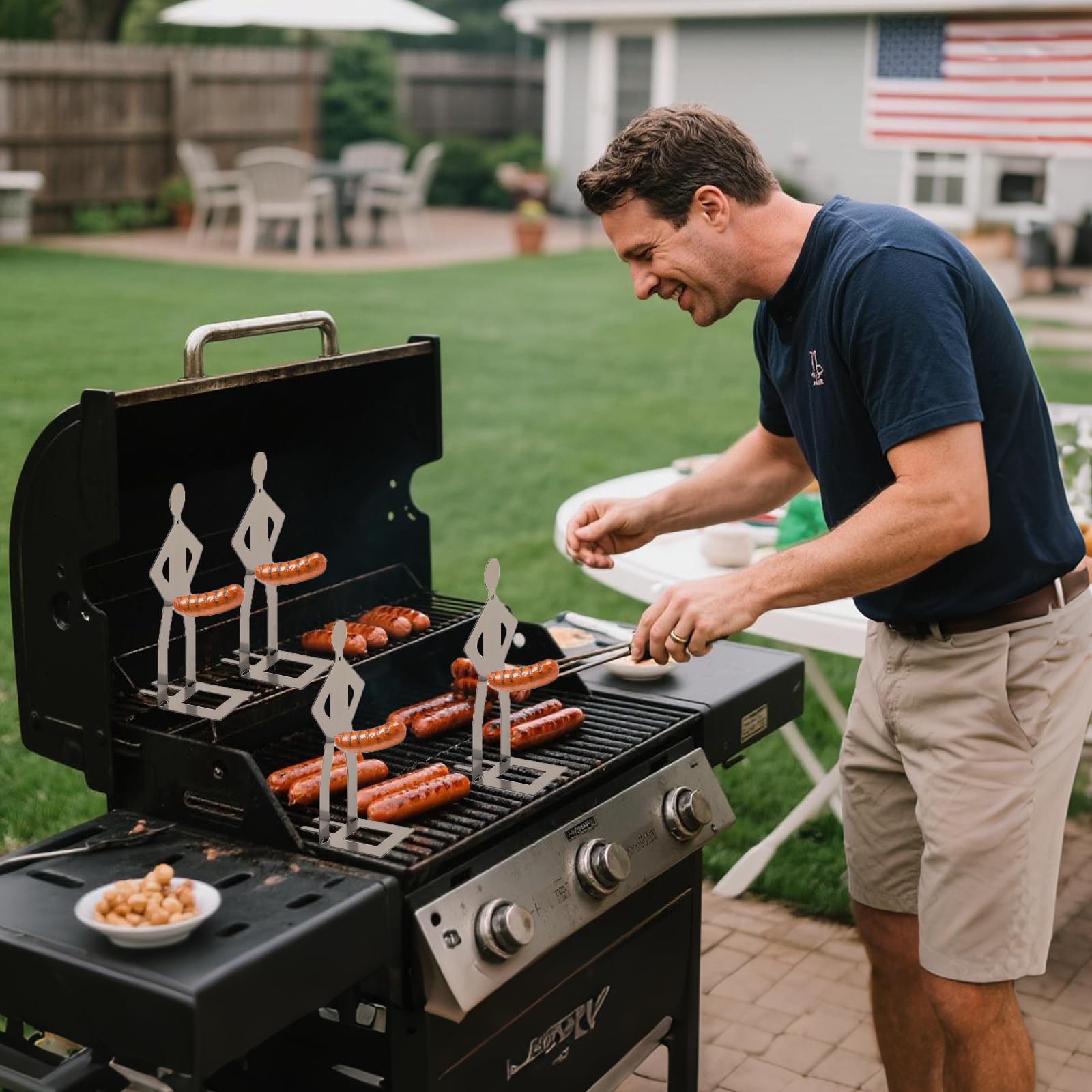 SWASEADA standing man weiner roaster adds playful charm to grilling sessions.