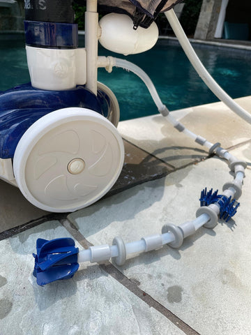 Swasher tail sweep hose installation demonstrates quick fit for 9/16 inch diameter hoses.