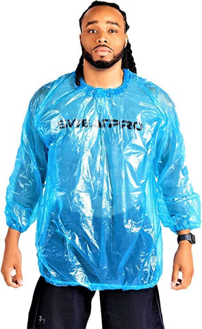 SweatPro sauna shirt blue 3XL front view with full torso heat coverage.