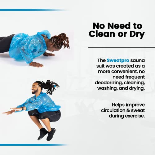 SweatPro sauna shirt blue 3XL side view for mobility and fit.