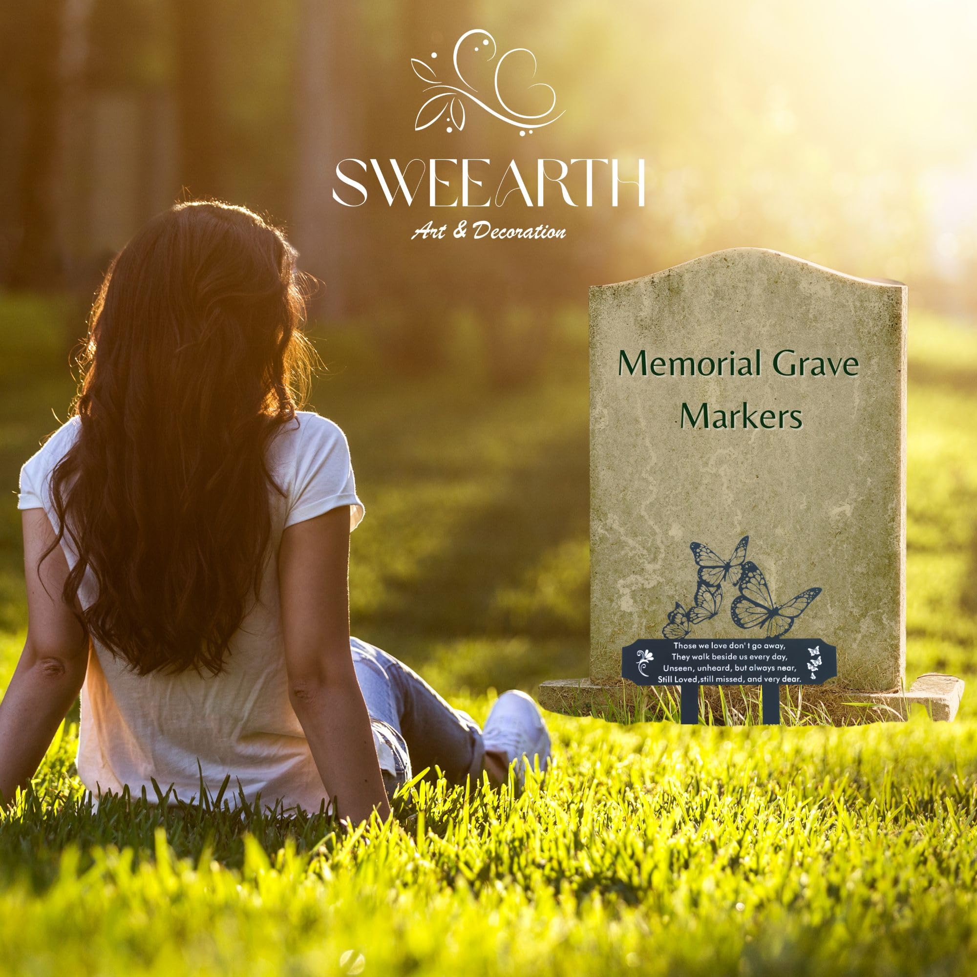 SWEEARTH black satin finish marker offers a modern, respectful memorial accent.