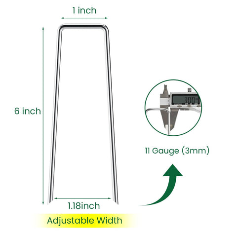 Sweecomb galvanized stakes driven into soil for secure hold