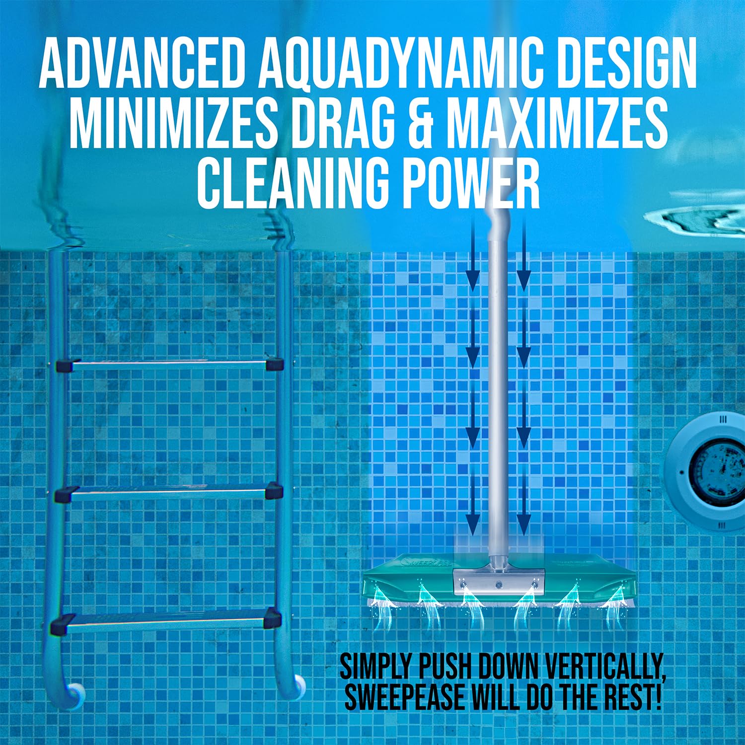 18-inch wide SweepEase brush covers large areas quickly.