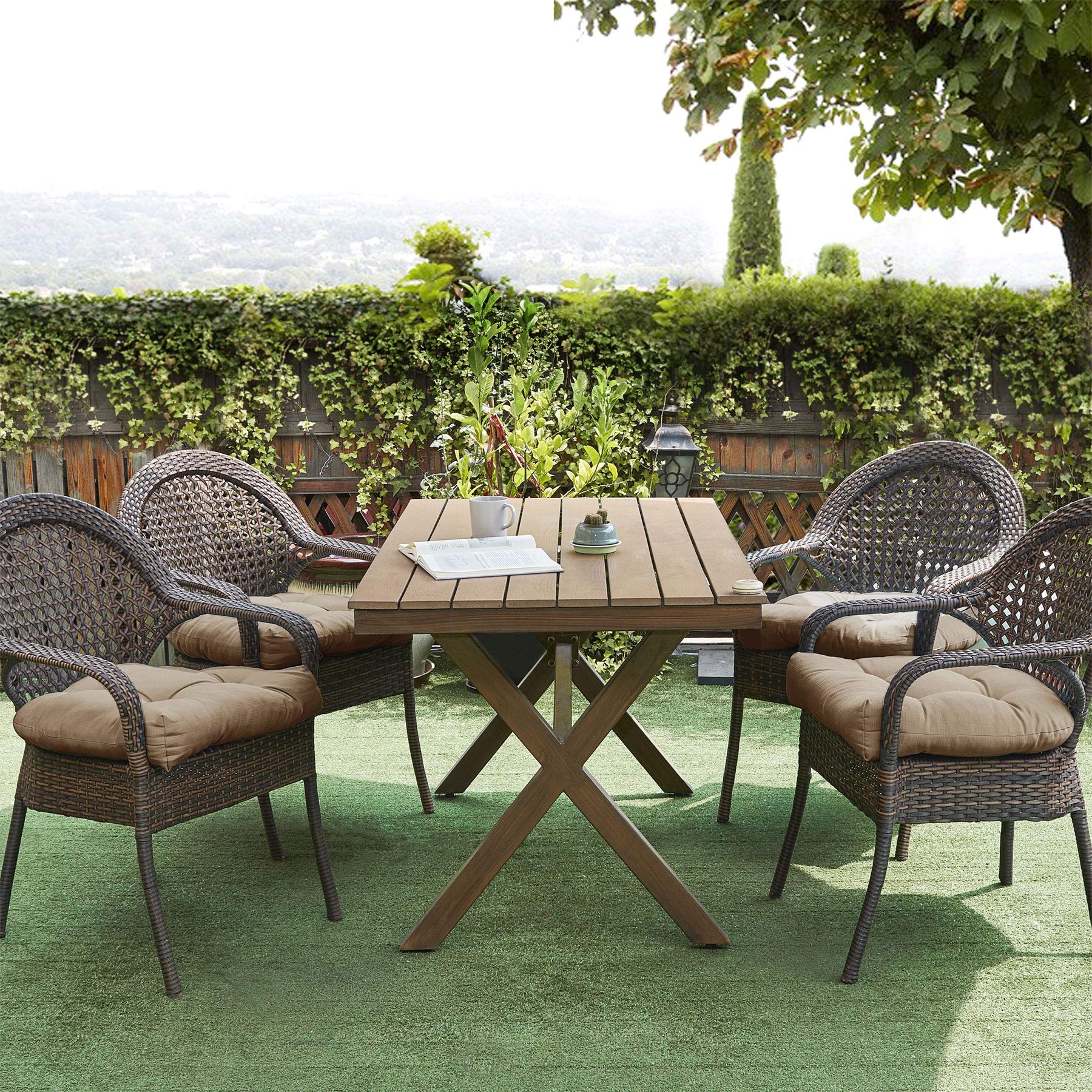 Sweet Home Collection outdoor chair pad set, four-pack ready to refresh seating.