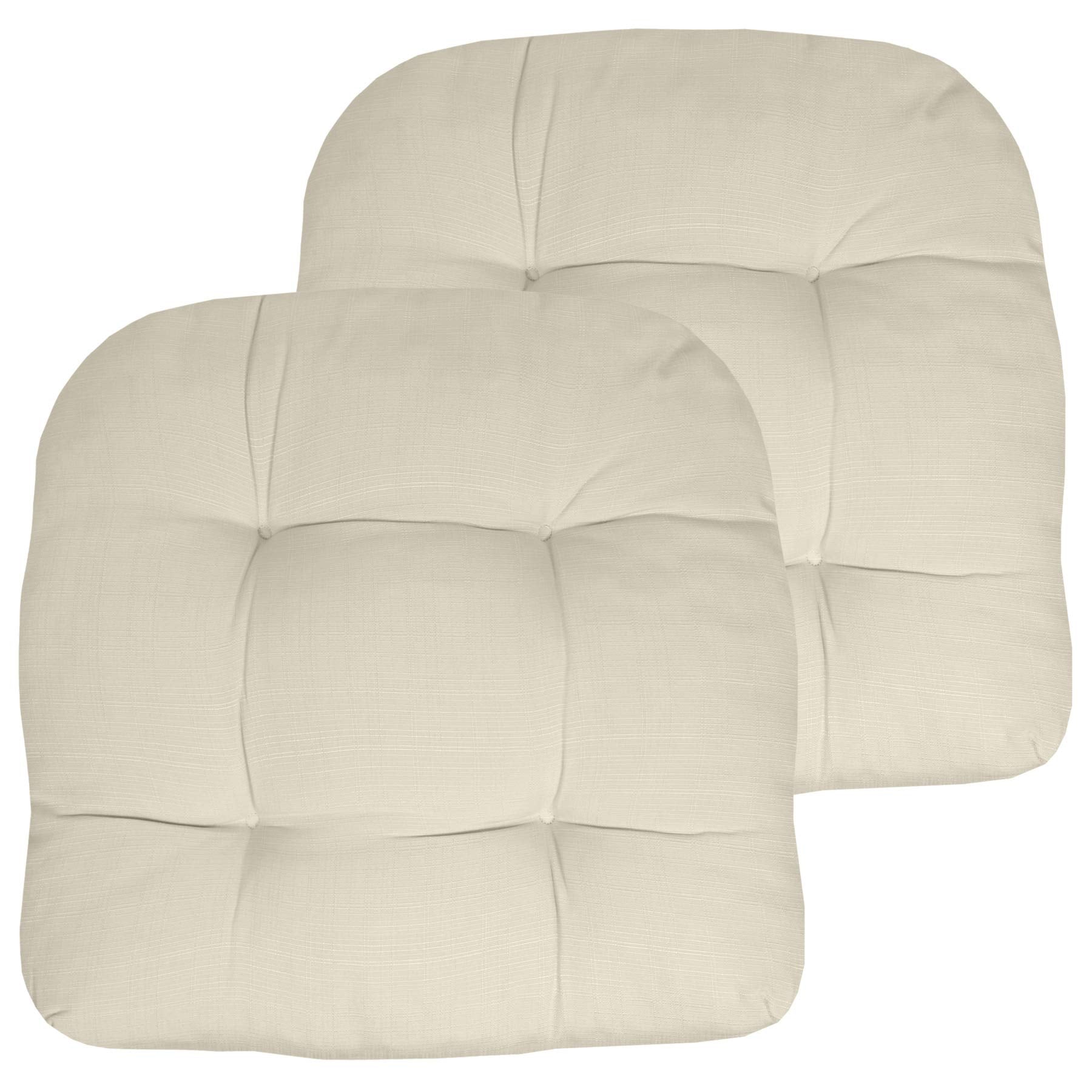 Sweet Home Collection cream patio cushions with tufted 19x19 top for outdoor comfort.