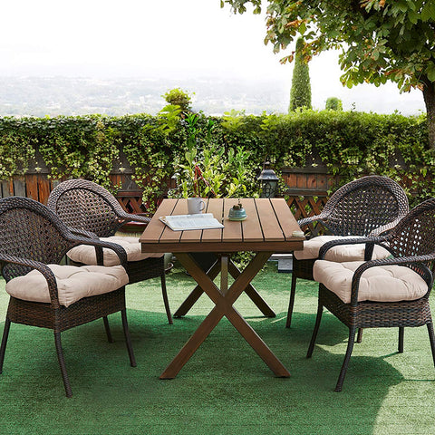 Sweet Home Collection cream cushions in a 2-pack ready to upgrade balcony seating.