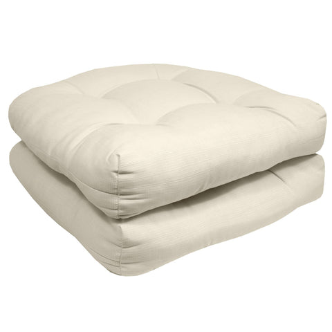 Side view of Sweet Home Collection cream cushions showing plush fiber fill and durable cover.
