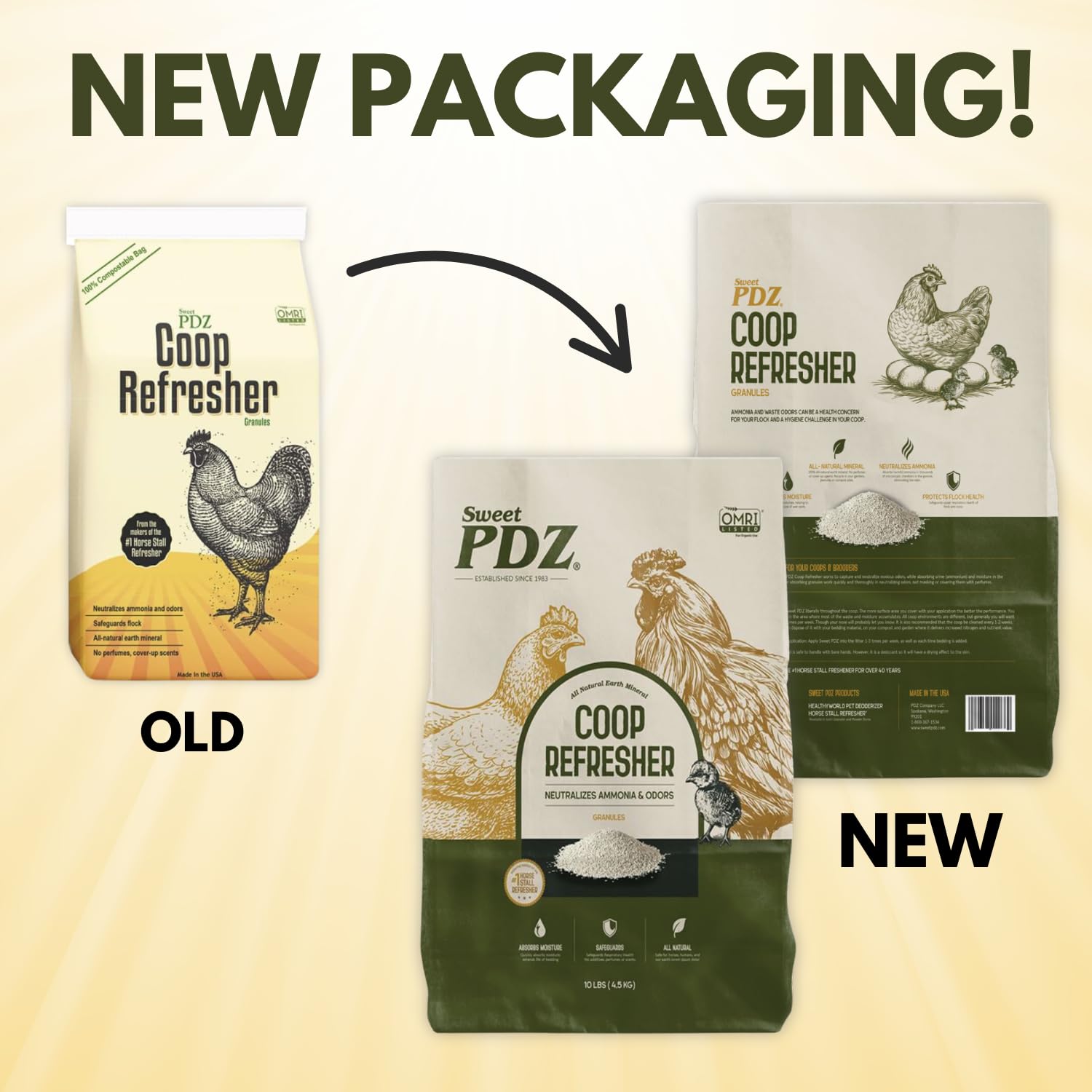 Sweet PDZ Coop Refresher granules close-up highlighting natural mineral formula