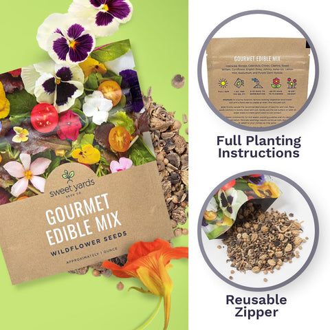 Sweet Yards edible flower garden with 16 varieties