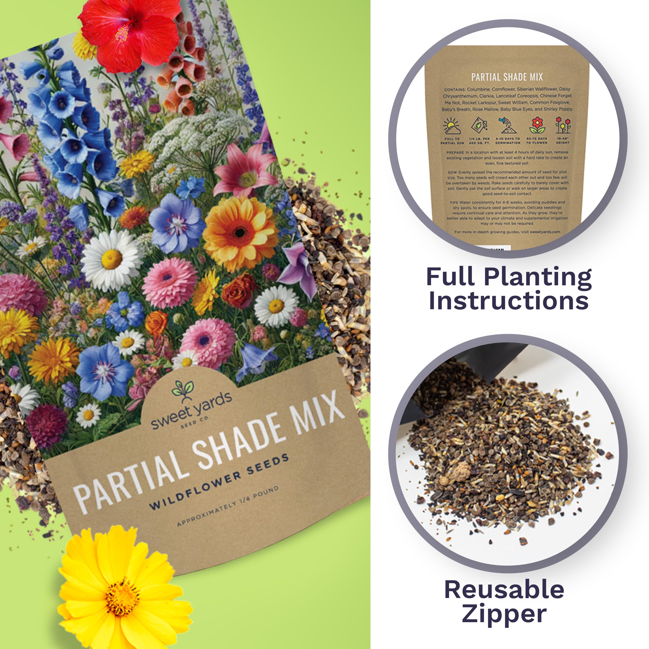 Sweet Yards aquilegia-cyanus mix for color in partial shade garden beds.