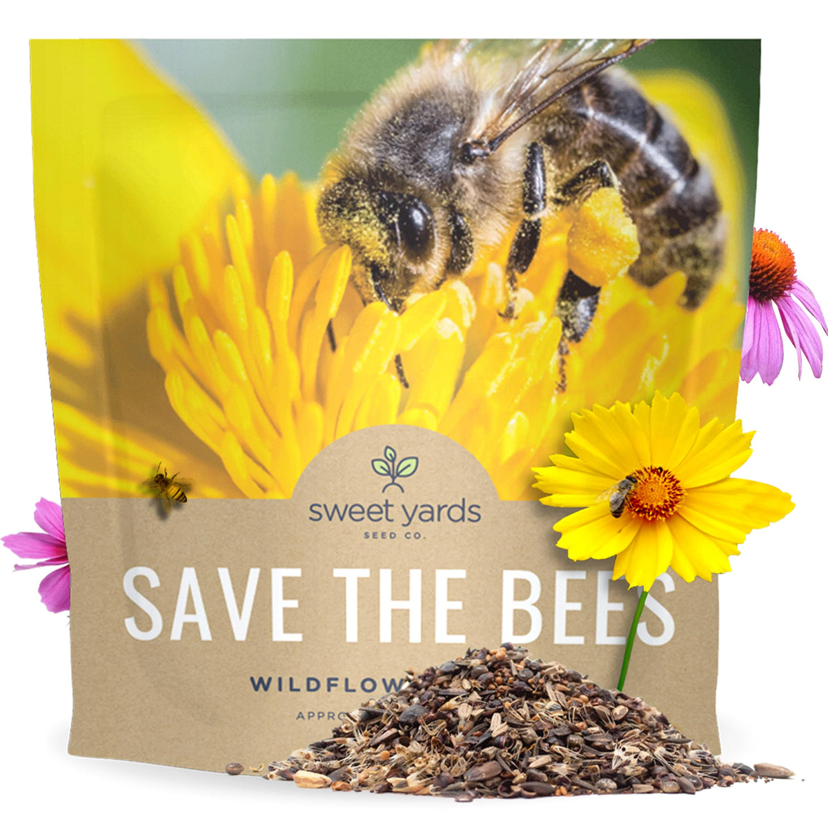 Sweet Yards bee-friendly seed mix 1oz packet ready to sow for pollinators.