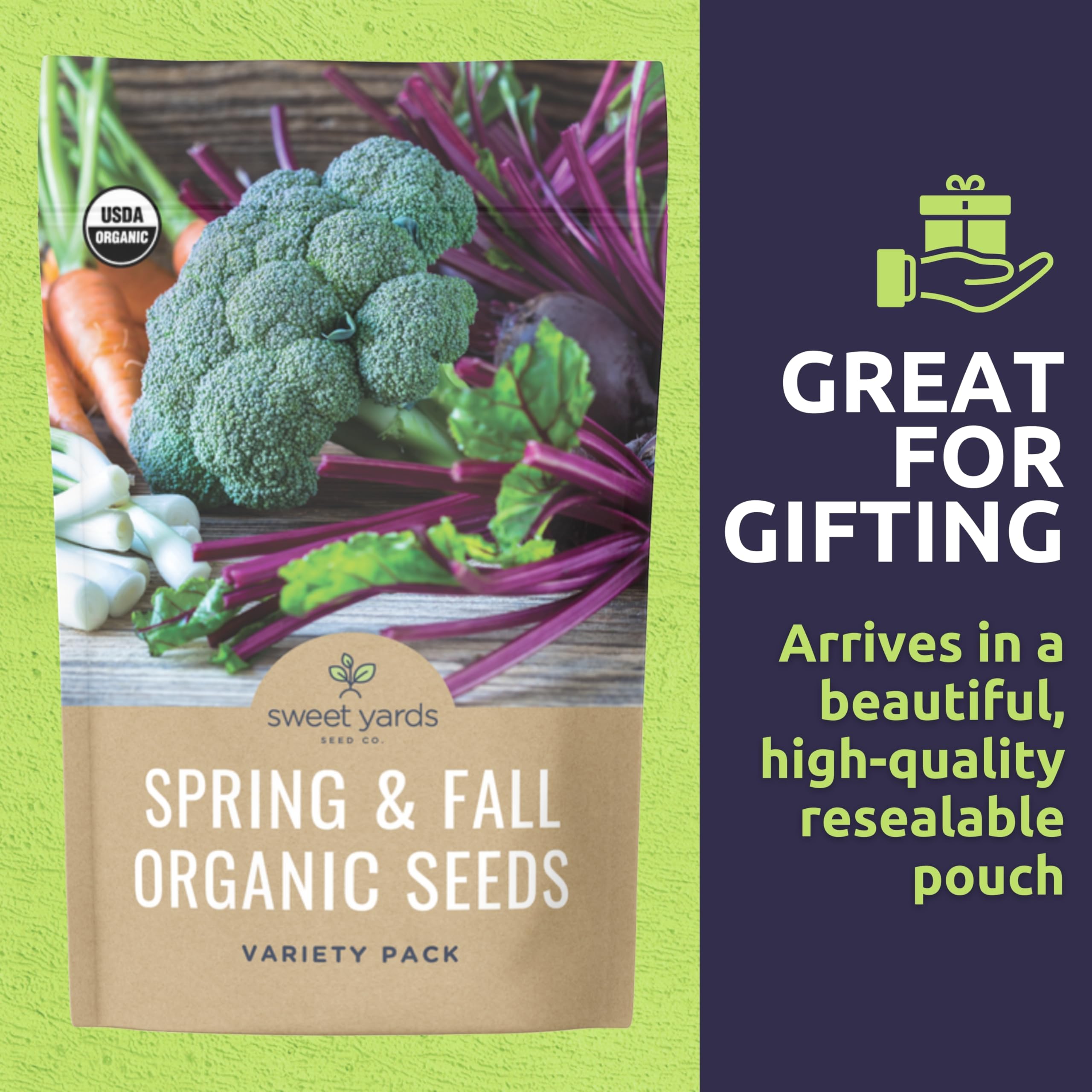 Sweet Yards Bloomsdale Spinach seed packet for lush greens