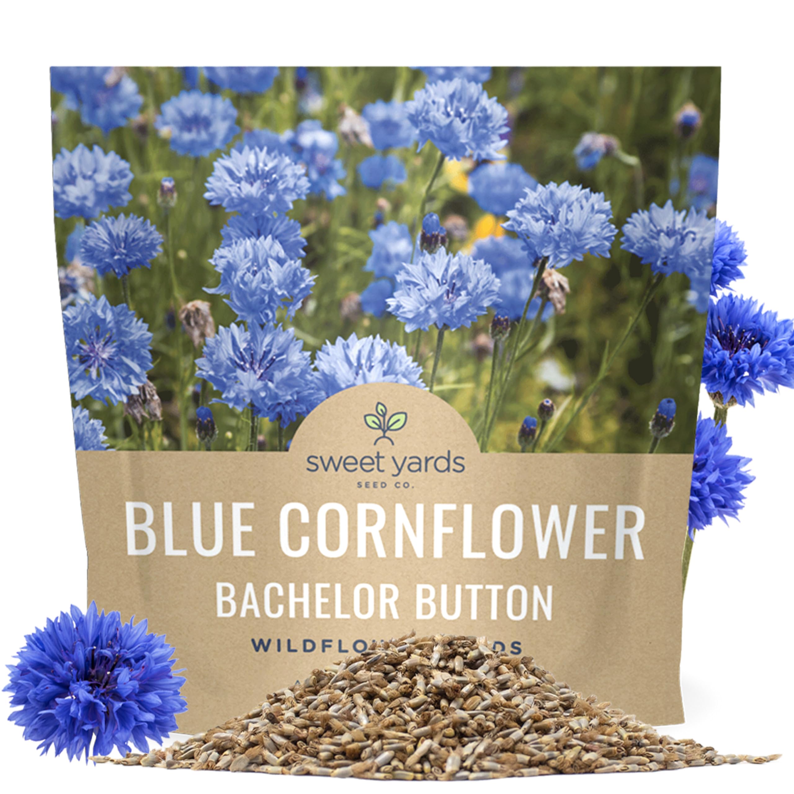 Sweet Yards Blue Cornflower seeds ready to sow for vibrant blue blooms.