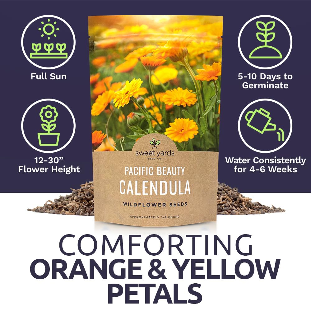 Sweet Yards Calendula Pacific Beauty Mix edible petals add color to salads and garnishes
