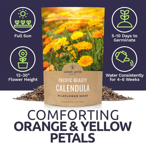 Sweet Yards Calendula Pacific Beauty Mix edible petals add color to salads and garnishes