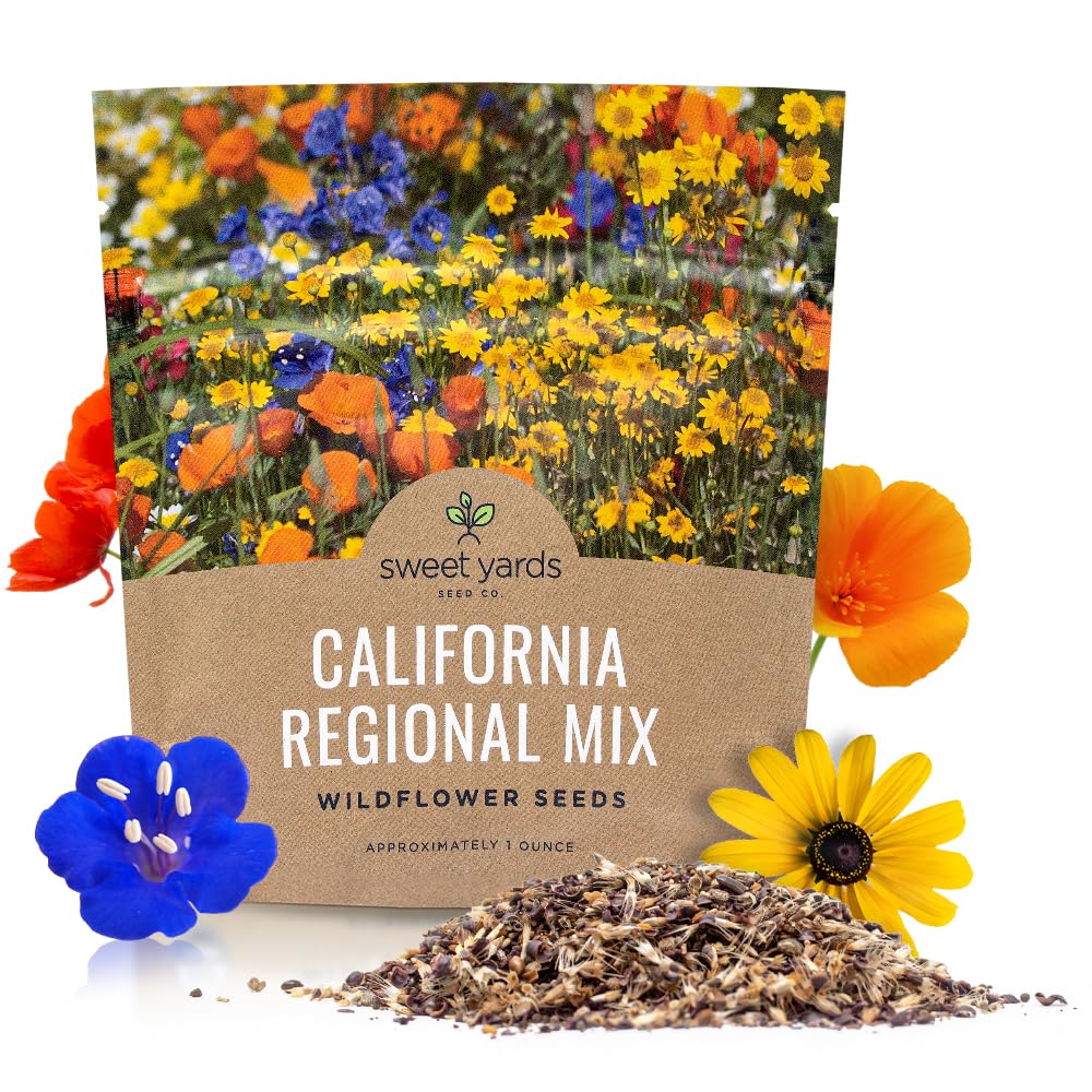 Sweet Yards California Wildflower Mixture packet for bulk planting and vibrant blooms.