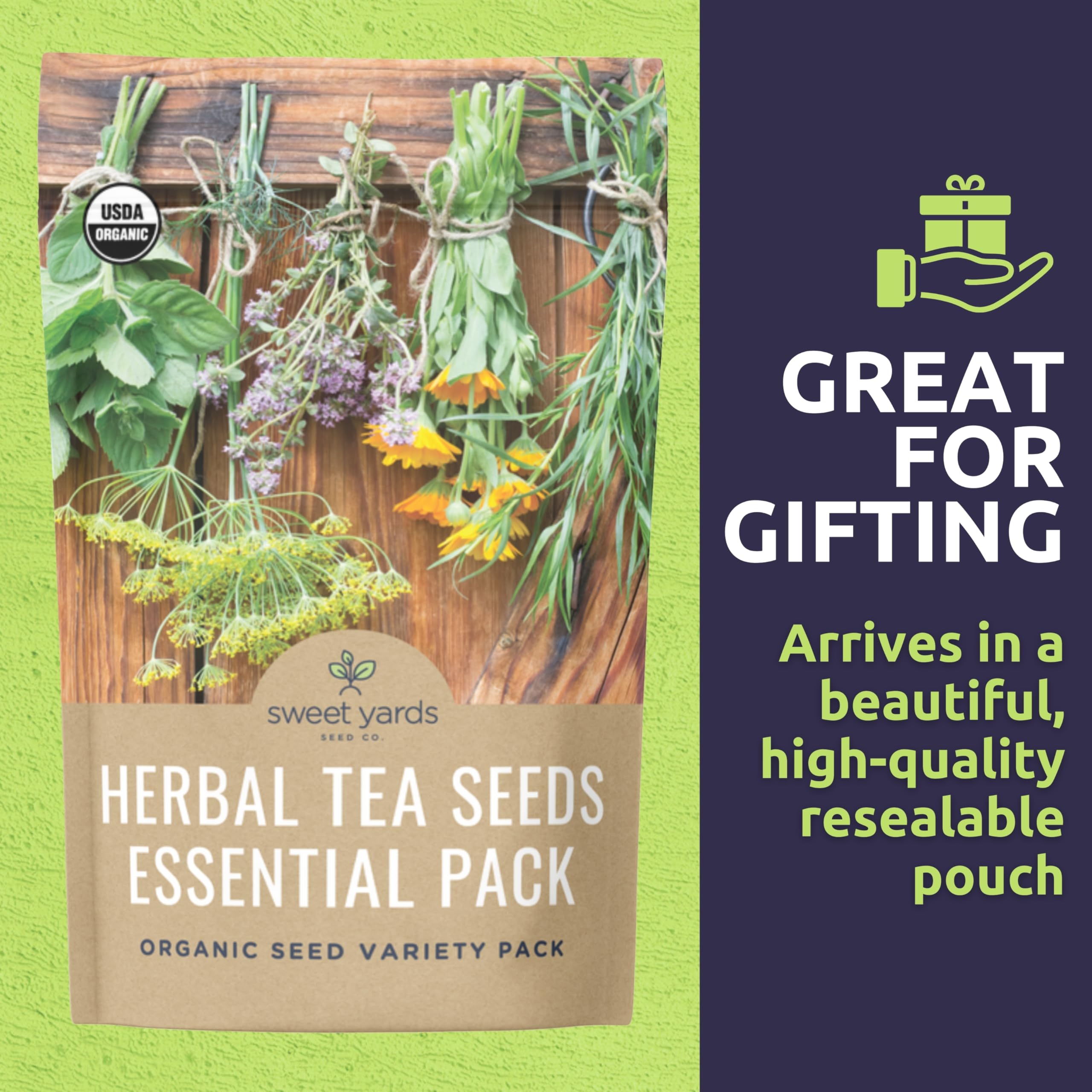 Sweet Yards peppermint seed packet for fresh teas and herb gardens.