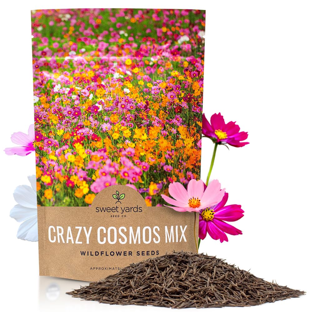 Sweet Yards Cosmos Seeds Wildflower Mixture bulk quarter-pound packet showing abundance