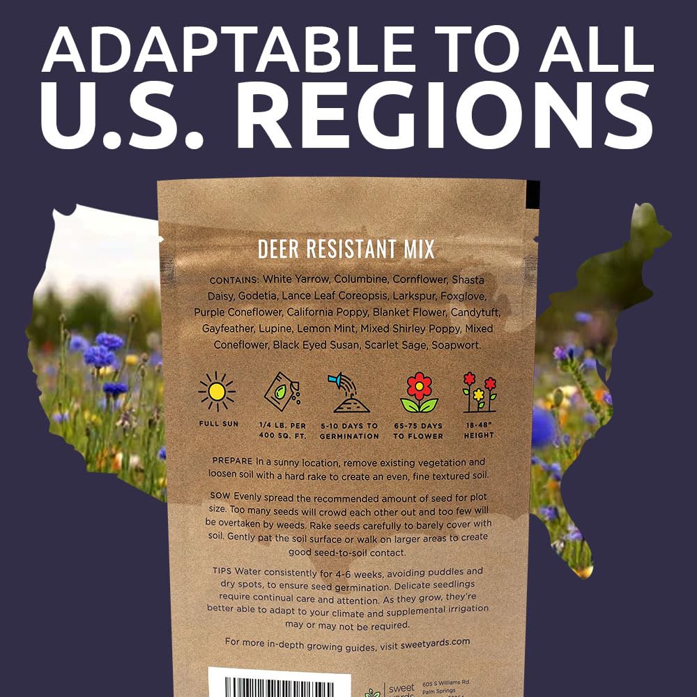 Sweet Yards deer-deterrent wildflowers illustrate potential to reduce browsing.