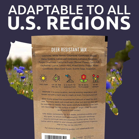 Sweet Yards deer-deterrent wildflowers illustrate potential to reduce browsing.