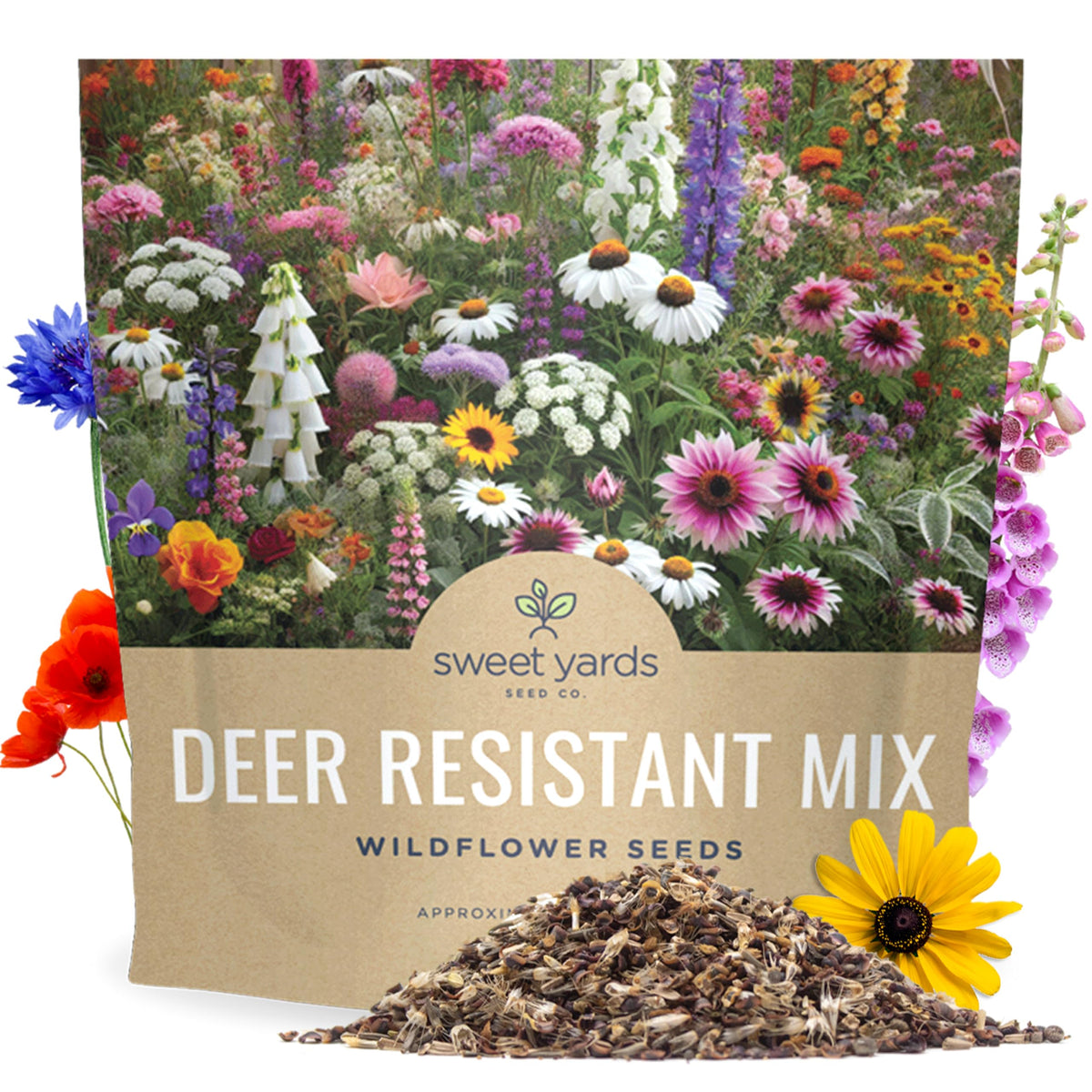 Sweet Yards deer-resistant wildflower seed mixture 1oz packet for deer-tolerant blooms