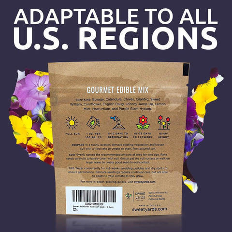 Sweet Yards edible flowers for salads, desserts, and garnishes