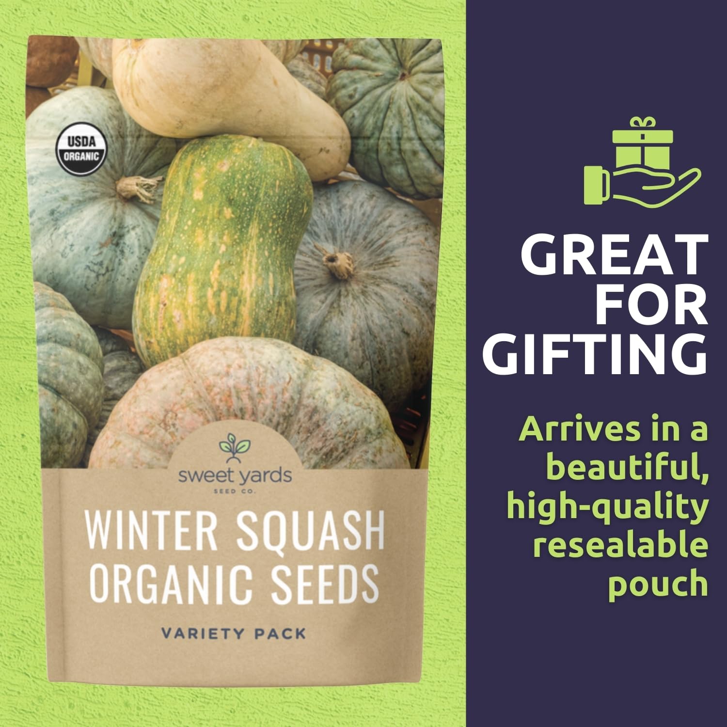 Sweet Yards Jarrahdale Pumpkin seeds supporting robust plants and rich pumpkins.