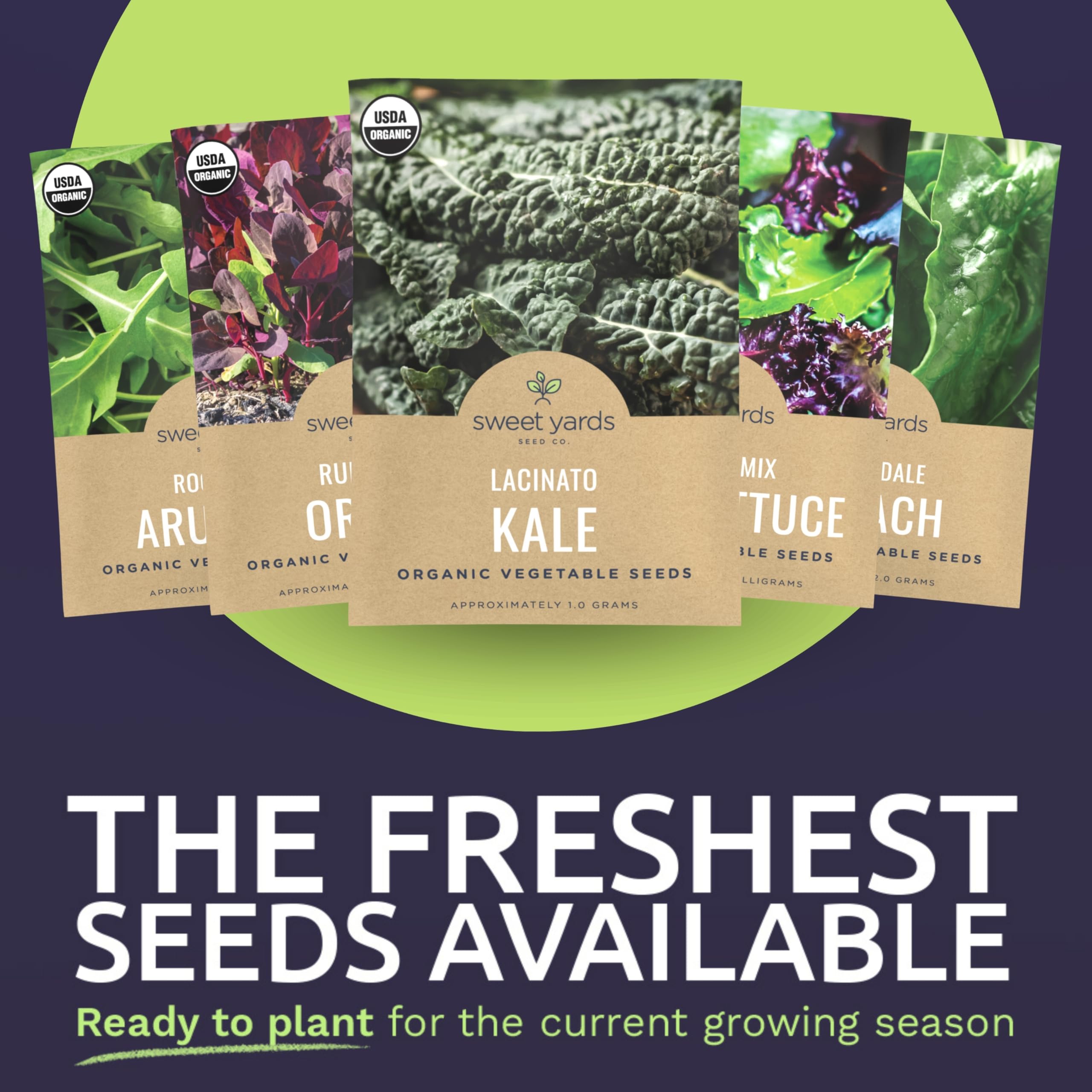 Sweet Yards kale seeds packet for home-grown greens.
