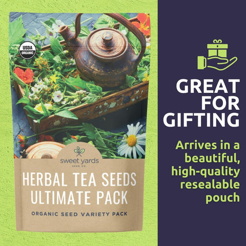Sweet Yards Lemon Balm seed packet for citrusy herbal infusions