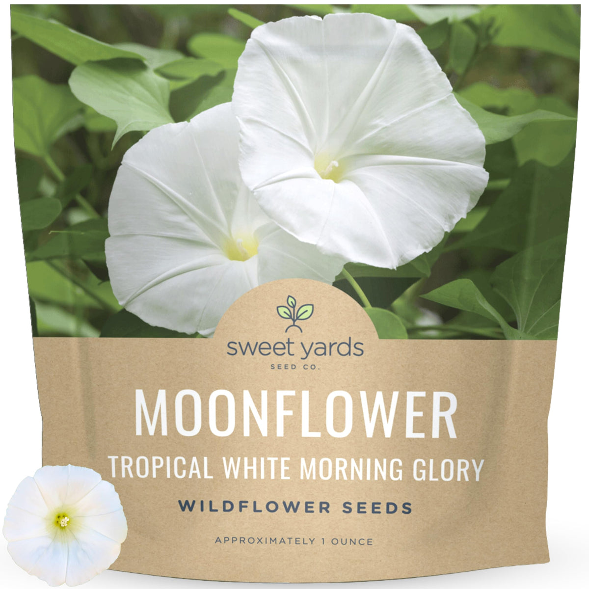 Sweet Yards Moonflower seed packet 1oz ready for sowing, for a vibrant garden.