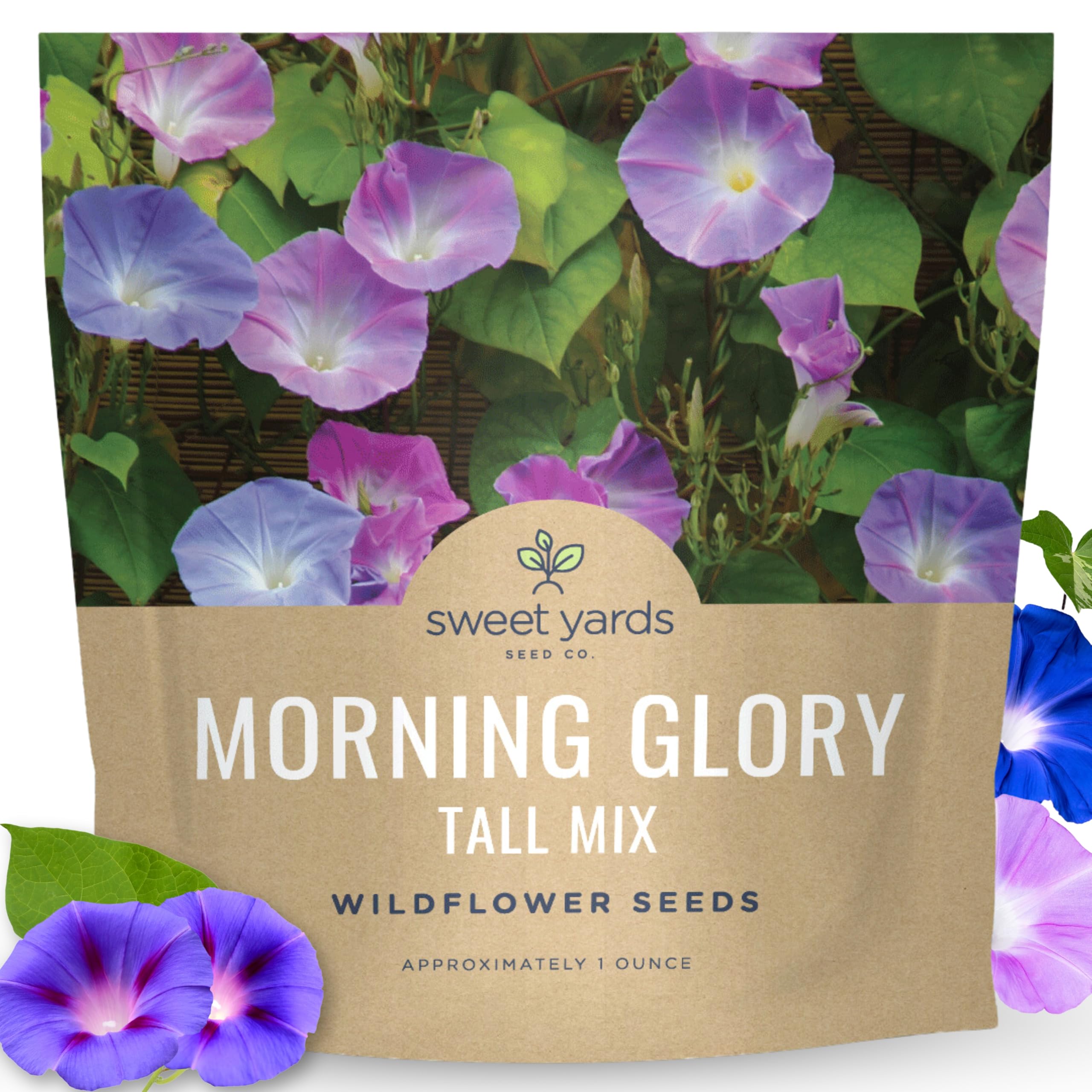 Sweet Yards Morning Glory Tall Mix seed packet close-up for planting ease and vibrant blooms