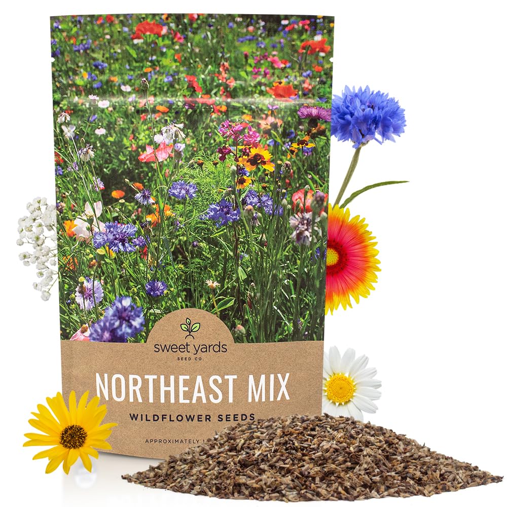 Sweet Yards Northeast regional wildflower seed quarter-pound bag ready for quick pollinator-friendly planting